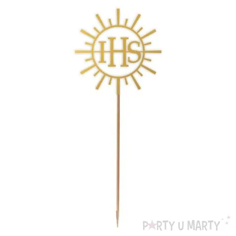 topper papierowy komunia sw ihs promienie zloty 24 cm