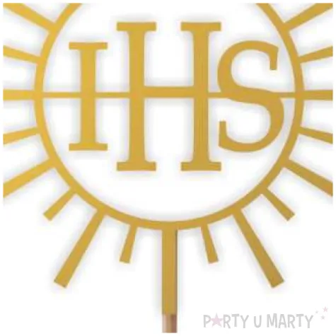 topper papierowy komunia sw ihs promienie zloty 24 cm