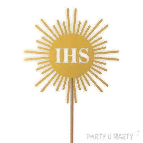 topper papierowy komunia sw ihs promyki zloty 24 cm