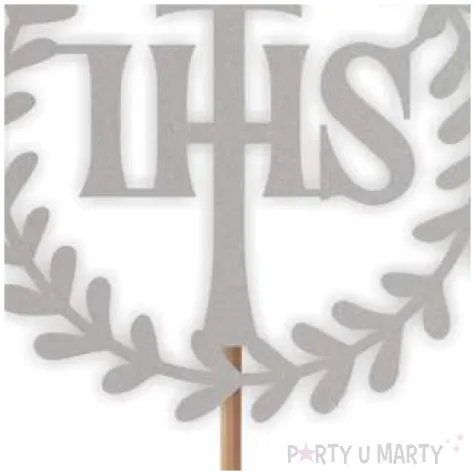 topper papierowy komunia sw ihs wieniec srebrny 24 cm