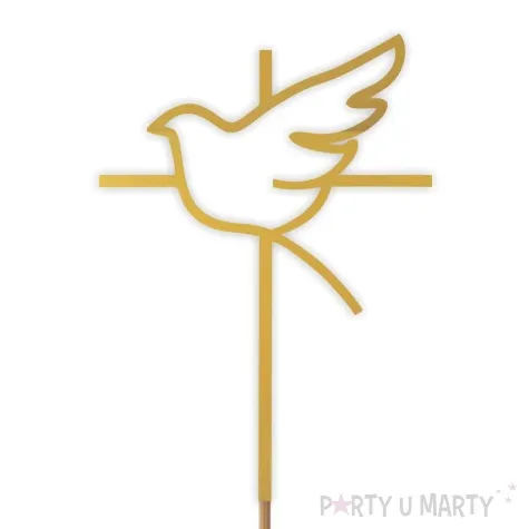 topper papierowy komunia sw krzyz i golebica zloty 24 cm