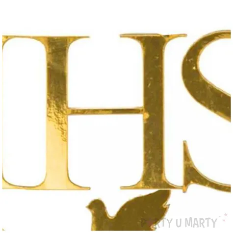 topper papierowy komunia swieta hostia z golebiem zloty czakos 25 5 cm