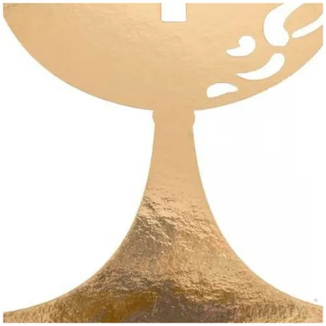 topper papierowy komunia swieta kielch z krzyzem zloty czakos 29 cm
