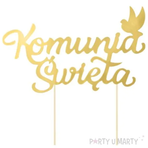 topper papierowy komunia swieta zloty partypal 22 5 cm