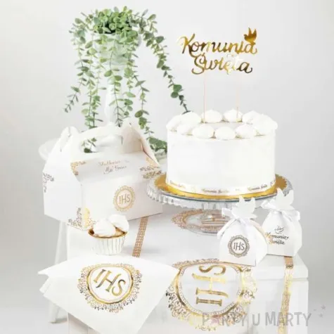 topper papierowy komunia swieta zloty partypal 22 5 cm