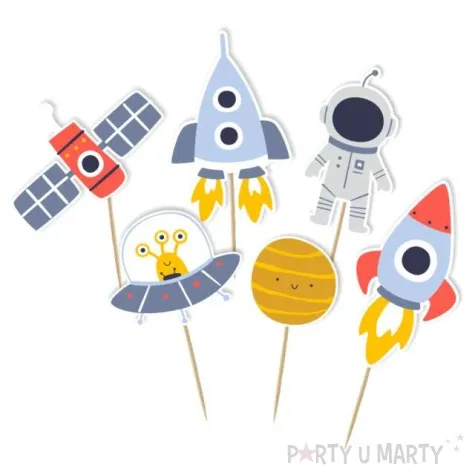topper papierowy kosmiczne urodziny 6 szt