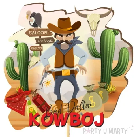 topper papierowy kowbojskie party bad dalton 18 5 cm