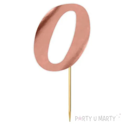 topper papierowy liczba 0 rose gold metalic 18 cm