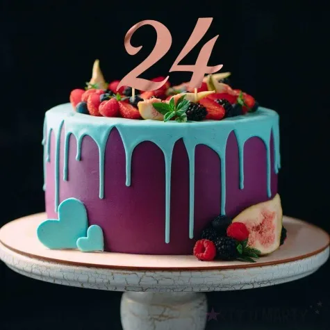 topper papierowy liczba 2 rose gold metalic 18 cm