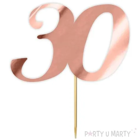 topper papierowy liczba 30 rose gold metalic 18 cm