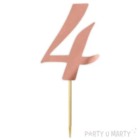 topper papierowy liczba 4 rose gold metalic 18 cm