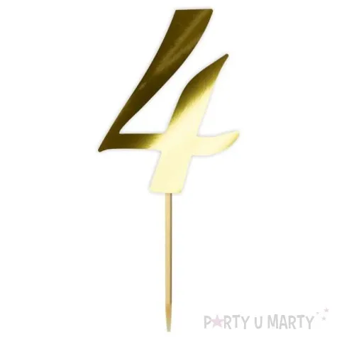 topper papierowy liczba 4 zloty metalic 18 cm