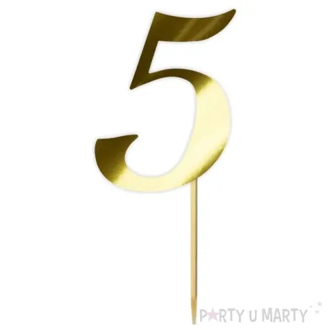 topper papierowy liczba 5 zloty metalic 18 cm