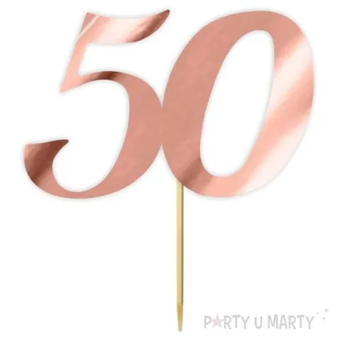 topper papierowy liczba 50 rose gold metalic 18 cm