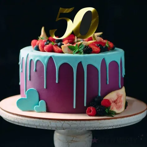 topper papierowy liczba 50 zloty metalic 18 cm