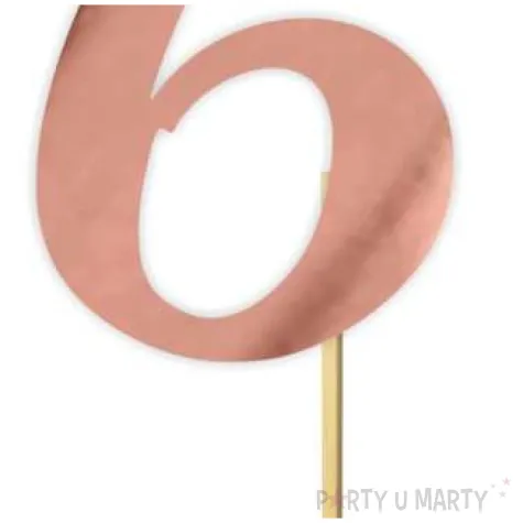 topper papierowy liczba 6 rose gold metalic 18 cm