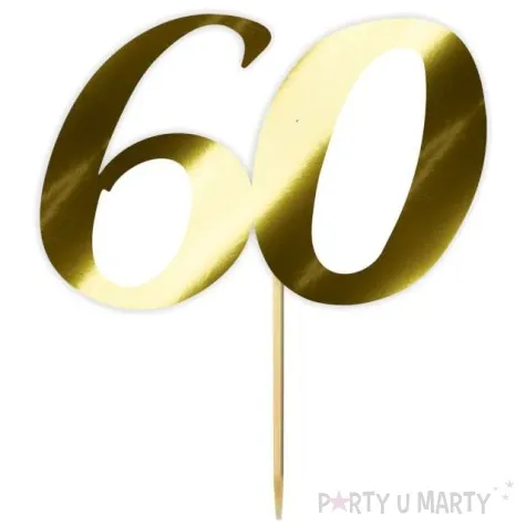 topper papierowy liczba 60 zloty metalic 18 cm