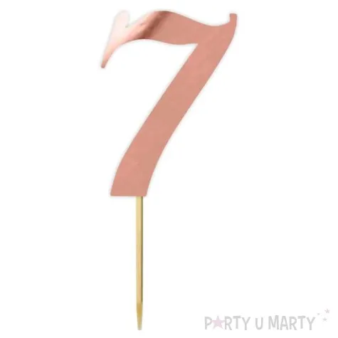 topper papierowy liczba 7 rose gold metalic 18 cm