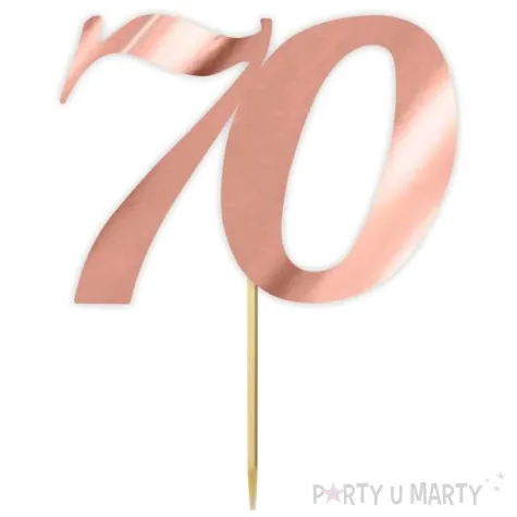 topper papierowy liczba 70 rose gold metalic 18 cm