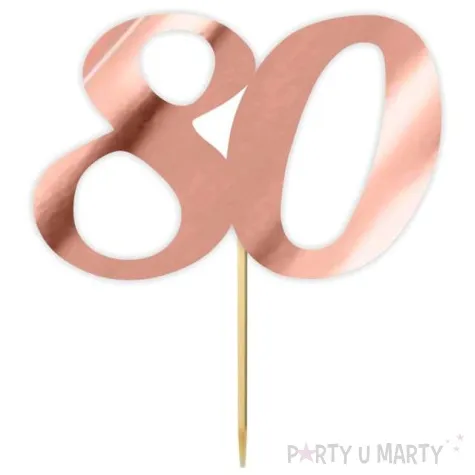 topper papierowy liczba 80 rose gold metalic 18 cm