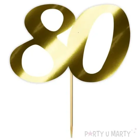 topper papierowy liczba 80 zloty metalic 18 cm