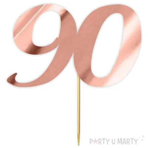 topper papierowy liczba 90 rose gold metalic 18 cm