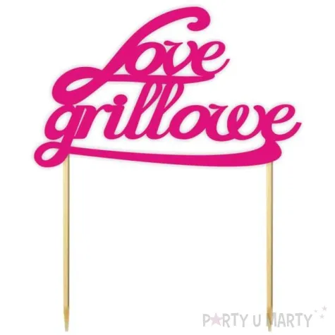 topper papierowy love grillowe fuksja 13 x 16 cm
