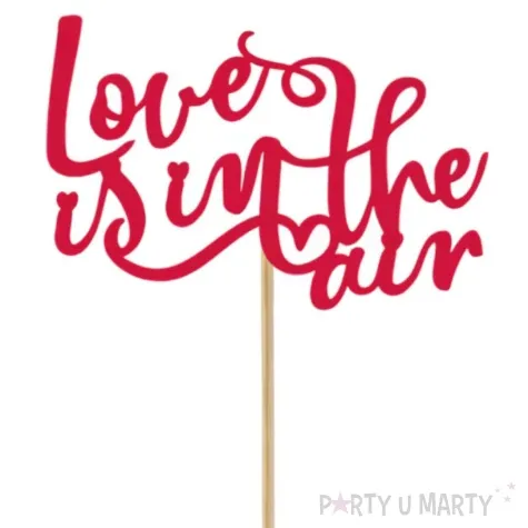 topper papierowy love is in the air czerwony godan 10x30 cm