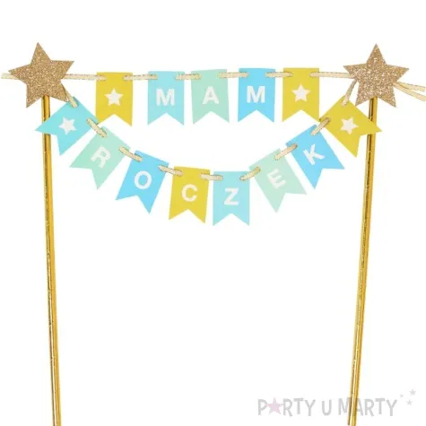 topper papierowy mam roczek chlopiec zolto niebieski godan 19 5 cm