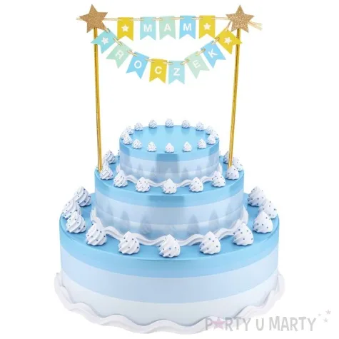 topper papierowy mam roczek chlopiec zolto niebieski godan 19 5 cm