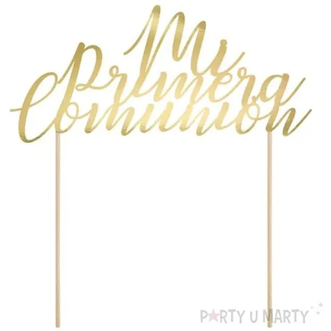 topper papierowy mi primera comunion zloty partydeco 24 cm