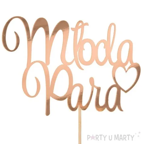 topper papierowy mloda para rozowozloty partycollection 28 x 14 cm