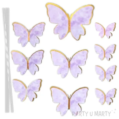 topper papierowy motylki fioletowo zloty 10 szt