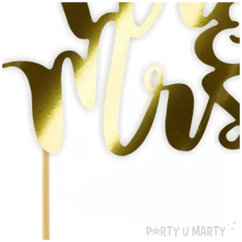 topper papierowy mr mrs zloty metalic 12x20 cm