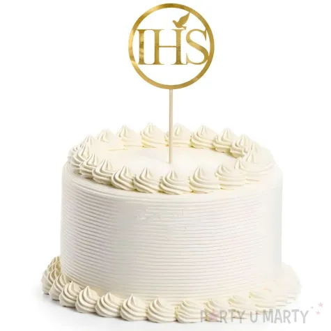 topper papierowy na tort ihs golebica dekoracja na pierwsza komunie swieta zloty 22 cm