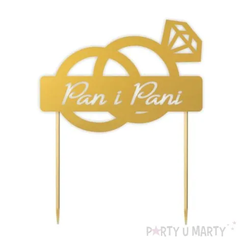 topper papierowy pani i pani diament zloty 13 x 16 cm