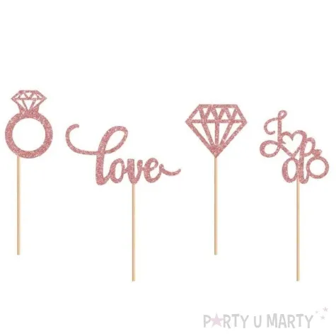 topper papierowy pierscionek love wieczor panienski rozowy jix 4 szt