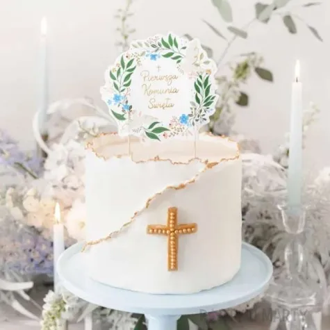 topper papierowy pierwsza komunia swieta partydeco 20 cm