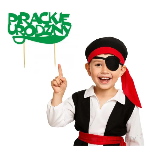 topper papierowy pirackie urodziny zielony 15 5 x 15 5 cm