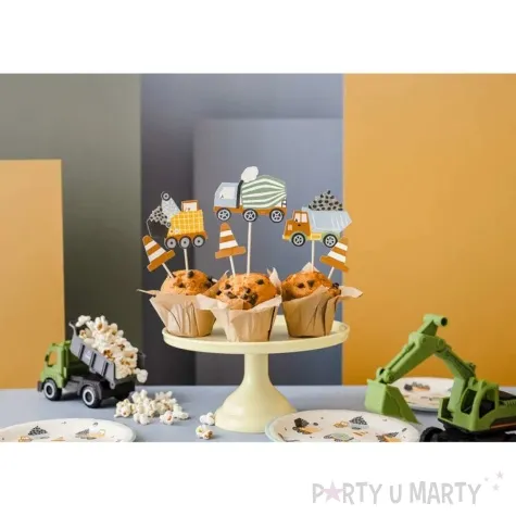 topper papierowy pojazdy budowlane partydeco 6szt diy