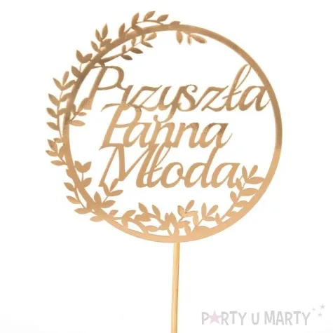 topper papierowy przyszla panna mloda listki zloty partycollection 10 x 28 cm