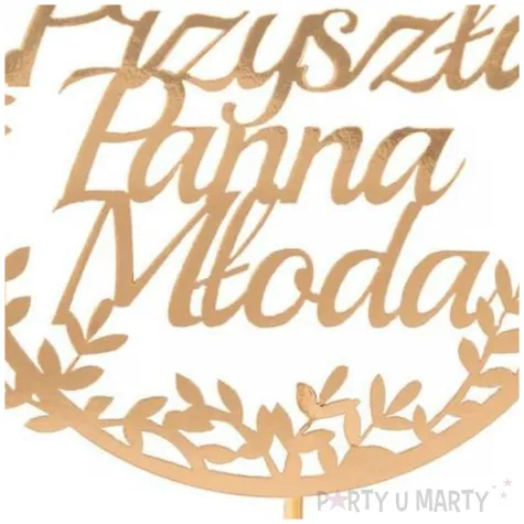 topper papierowy przyszla panna mloda listki zloty partycollection 10 x 28 cm