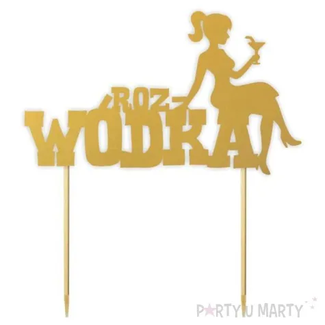 topper papierowy roz wodka zloty 16 x 18 cm