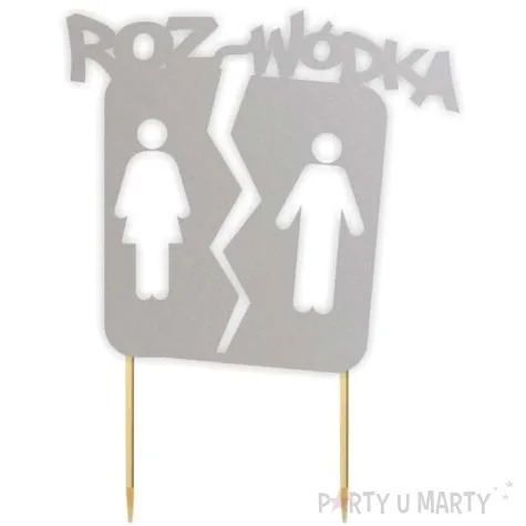 topper papierowy rozwodka znak srebrny 14 5 x 19 5 cm