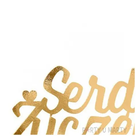 topper papierowy serdeczne zyczenia serce zloty partycollection 23 x 14 cm