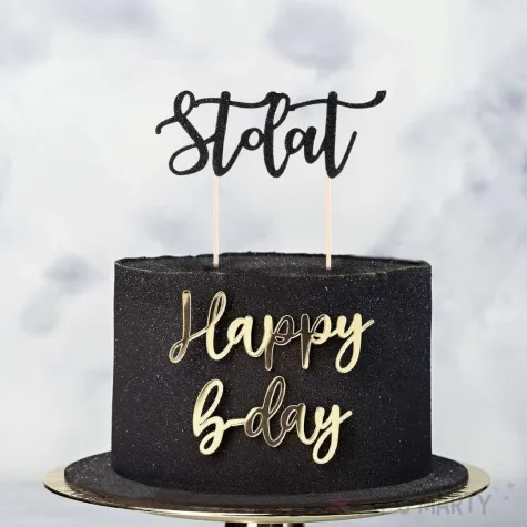 topper papierowy sto lat czarny brokat partypal 13 5 cm