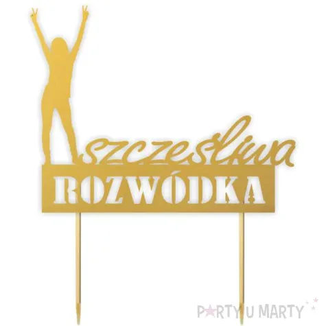 topper papierowy szczesliwa rozwodka zloty 16 x 19 5 cm