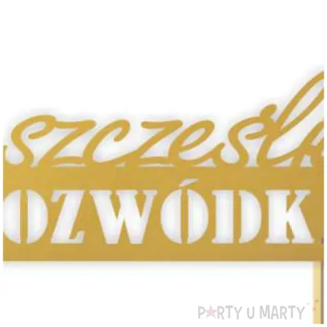 topper papierowy szczesliwa rozwodka zloty 16 x 19 5 cm