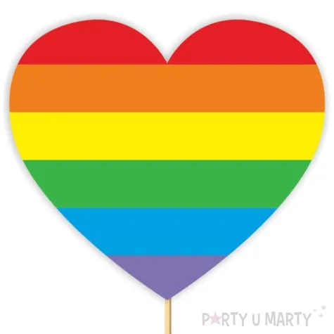 topper papierowy teczowe serce 20 cm