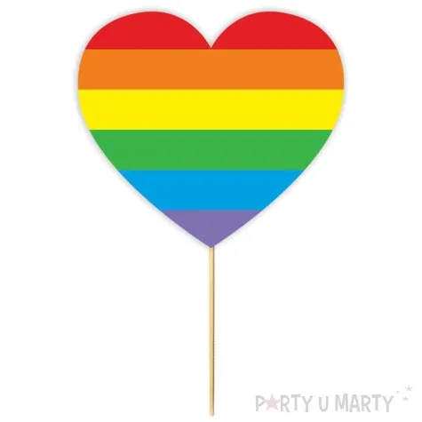 topper papierowy teczowe serce 20 cm